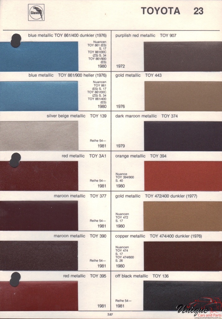 1978 Toyota Paint Charts Glasurit 2